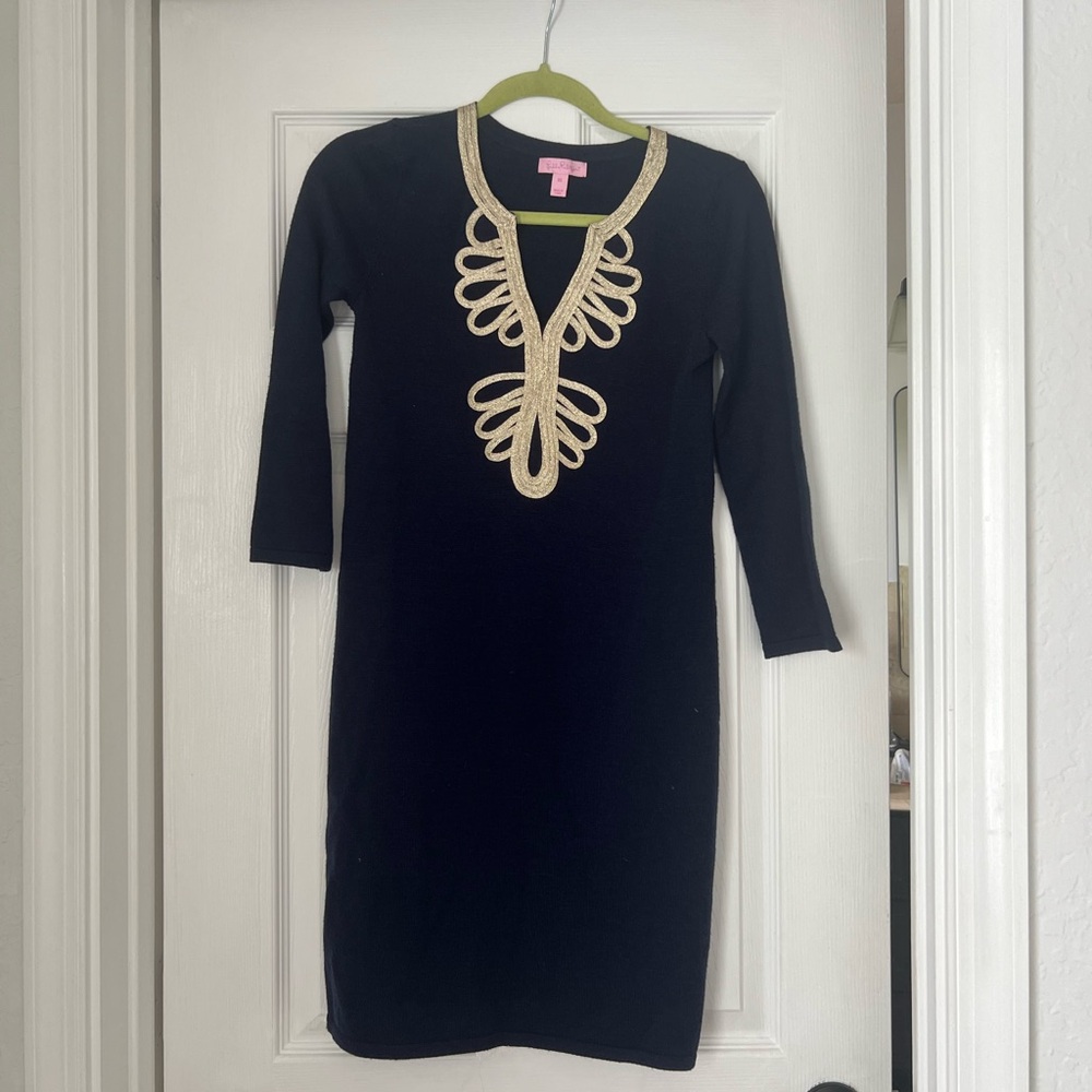 Lilly Pulitzer Navy Blue Dress with Gold Accents